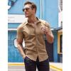 imageCOOFANDY Mens Muscle Fit Dress Shirt Short Sleeve Button Down Shirts with PocketKhaki
