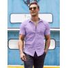 imageCOOFANDY Mens Muscle Fit Dress Shirt Short Sleeve Button Down Shirts with PocketLavender
