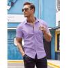 imageCOOFANDY Mens Muscle Fit Dress Shirt Short Sleeve Button Down Shirts with PocketLavender