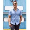 imageCOOFANDY Mens Muscle Fit Dress Shirt Short Sleeve Button Down Shirts with PocketLight Blue