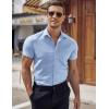 imageCOOFANDY Mens Muscle Fit Dress Shirt Short Sleeve Button Down Shirts with PocketLight Blue