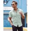 imageCOOFANDY Mens Muscle Fit Dress Shirt Short Sleeve Button Down Shirts with PocketLight Green