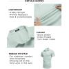 imageCOOFANDY Mens Muscle Fit Dress Shirt Short Sleeve Button Down Shirts with PocketLight Green