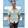 imageCOOFANDY Mens Muscle Fit Dress Shirt Short Sleeve Button Down Shirts with PocketLight Green