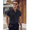 imageCOOFANDY Mens Muscle Fit Dress Shirt Short Sleeve Button Down Shirts with PocketNavy Blue