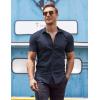 imageCOOFANDY Mens Muscle Fit Dress Shirt Short Sleeve Button Down Shirts with PocketNavy Blue