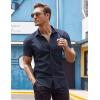 imageCOOFANDY Mens Muscle Fit Dress Shirt Short Sleeve Button Down Shirts with PocketNavy Blue