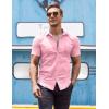 imageCOOFANDY Mens Muscle Fit Dress Shirt Short Sleeve Button Down Shirts with PocketPink
