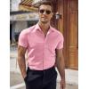 imageCOOFANDY Mens Muscle Fit Dress Shirt Short Sleeve Button Down Shirts with PocketPink