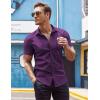 imageCOOFANDY Mens Muscle Fit Dress Shirt Short Sleeve Button Down Shirts with PocketPurple