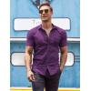imageCOOFANDY Mens Muscle Fit Dress Shirt Short Sleeve Button Down Shirts with PocketPurple