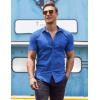imageCOOFANDY Mens Muscle Fit Dress Shirt Short Sleeve Button Down Shirts with PocketRoyal Blue