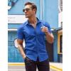 imageCOOFANDY Mens Muscle Fit Dress Shirt Short Sleeve Button Down Shirts with PocketRoyal Blue