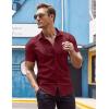 imageCOOFANDY Mens Muscle Fit Dress Shirt Short Sleeve Button Down Shirts with PocketWine Red
