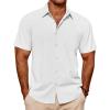 imageCOOFANDY Mens Casual Short Sleeve Shirts Summer Beach Shirt Button Down Textured Shirts Vacation Hawaiian ShirtsAwhite
