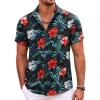 imageCOOFANDY Mens Hawaiian Shirts Short Sleeve Floral Button Down Beach Summer Tropical ShirtBlacktropical Floral