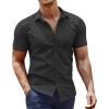 imageCOOFANDY Mens Muscle Fit Dress Shirt Short Sleeve Button Down Shirts with Pocket01 Black