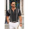 imageCOOFANDY Knit Shirts for Men Casual Short Sleeve Button Down Shirts Summer Beach Stretch Fit Collared ShirtsBlack