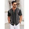 imageCOOFANDY Knit Shirts for Men Casual Short Sleeve Button Down Shirts Summer Beach Stretch Fit Collared ShirtsBlack