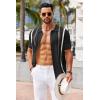 imageCOOFANDY Knit Shirts for Men Casual Short Sleeve Button Down Shirts Summer Beach Stretch Fit Collared ShirtsBlack