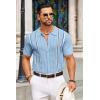 imageCOOFANDY Knit Shirts for Men Casual Short Sleeve Button Down Shirts Summer Beach Stretch Fit Collared ShirtsBlue