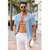 imageCOOFANDY Knit Shirts for Men Casual Short Sleeve Button Down Shirts Summer Beach Stretch Fit Collared ShirtsBlue