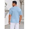 imageCOOFANDY Knit Shirts for Men Casual Short Sleeve Button Down Shirts Summer Beach Stretch Fit Collared ShirtsBlue