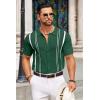 imageCOOFANDY Knit Shirts for Men Casual Short Sleeve Button Down Shirts Summer Beach Stretch Fit Collared ShirtsDark Green