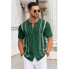 imageCOOFANDY Knit Shirts for Men Casual Short Sleeve Button Down Shirts Summer Beach Stretch Fit Collared ShirtsDark Green