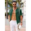 imageCOOFANDY Knit Shirts for Men Casual Short Sleeve Button Down Shirts Summer Beach Stretch Fit Collared ShirtsDark Green