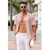 imageCOOFANDY Knit Shirts for Men Casual Short Sleeve Button Down Shirts Summer Beach Stretch Fit Collared ShirtsDusty Rose