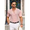 imageCOOFANDY Knit Shirts for Men Casual Short Sleeve Button Down Shirts Summer Beach Stretch Fit Collared ShirtsDusty Rose