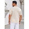 imageCOOFANDY Knit Shirts for Men Casual Short Sleeve Button Down Shirts Summer Beach Stretch Fit Collared ShirtsKhaki