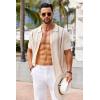 imageCOOFANDY Knit Shirts for Men Casual Short Sleeve Button Down Shirts Summer Beach Stretch Fit Collared ShirtsKhaki