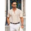 imageCOOFANDY Knit Shirts for Men Casual Short Sleeve Button Down Shirts Summer Beach Stretch Fit Collared ShirtsKhaki