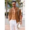 imageCOOFANDY Knit Shirts for Men Casual Short Sleeve Button Down Shirts Summer Beach Stretch Fit Collared ShirtsLight Brown