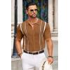 imageCOOFANDY Knit Shirts for Men Casual Short Sleeve Button Down Shirts Summer Beach Stretch Fit Collared ShirtsLight Brown