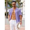 imageCOOFANDY Knit Shirts for Men Casual Short Sleeve Button Down Shirts Summer Beach Stretch Fit Collared ShirtsLilac