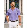 imageCOOFANDY Knit Shirts for Men Casual Short Sleeve Button Down Shirts Summer Beach Stretch Fit Collared ShirtsLilac