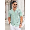 imageCOOFANDY Knit Shirts for Men Casual Short Sleeve Button Down Shirts Summer Beach Stretch Fit Collared ShirtsMint Green