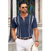 imageCOOFANDY Knit Shirts for Men Casual Short Sleeve Button Down Shirts Summer Beach Stretch Fit Collared ShirtsNavy