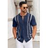 imageCOOFANDY Knit Shirts for Men Casual Short Sleeve Button Down Shirts Summer Beach Stretch Fit Collared ShirtsNavy
