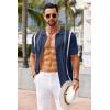 imageCOOFANDY Knit Shirts for Men Casual Short Sleeve Button Down Shirts Summer Beach Stretch Fit Collared ShirtsNavy
