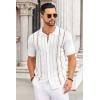 imageCOOFANDY Knit Shirts for Men Casual Short Sleeve Button Down Shirts Summer Beach Stretch Fit Collared ShirtsWhite