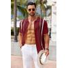 imageCOOFANDY Knit Shirts for Men Casual Short Sleeve Button Down Shirts Summer Beach Stretch Fit Collared ShirtsWine