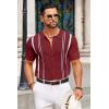 imageCOOFANDY Knit Shirts for Men Casual Short Sleeve Button Down Shirts Summer Beach Stretch Fit Collared ShirtsWine