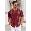 imageCOOFANDY Knit Shirts for Men Casual Short Sleeve Button Down Shirts Summer Beach Stretch Fit Collared ShirtsWine