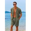 imageCOOFANDY Mens 2 Pieces Shirt Sets Short Sleeve Casual Button Down Hippie TShirts Shorts Sets Summer Fashion Beach OutfitsArmy Green