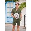imageCOOFANDY Mens 2 Pieces Shirt Sets Short Sleeve Casual Button Down Hippie TShirts Shorts Sets Summer Fashion Beach OutfitsArmy Green