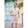 imageCOOFANDY Mens 2 Pieces Shirt Sets Short Sleeve Casual Button Down Hippie TShirts Shorts Sets Summer Fashion Beach OutfitsBeige